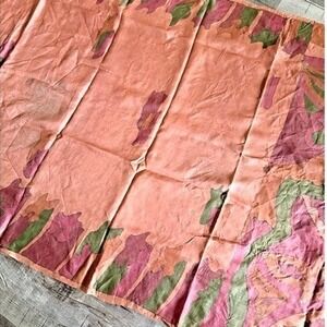 Vintage Indian Womens Pre-Owned Peach/Orange Print Silk Saree Sari Fabric/Crafts